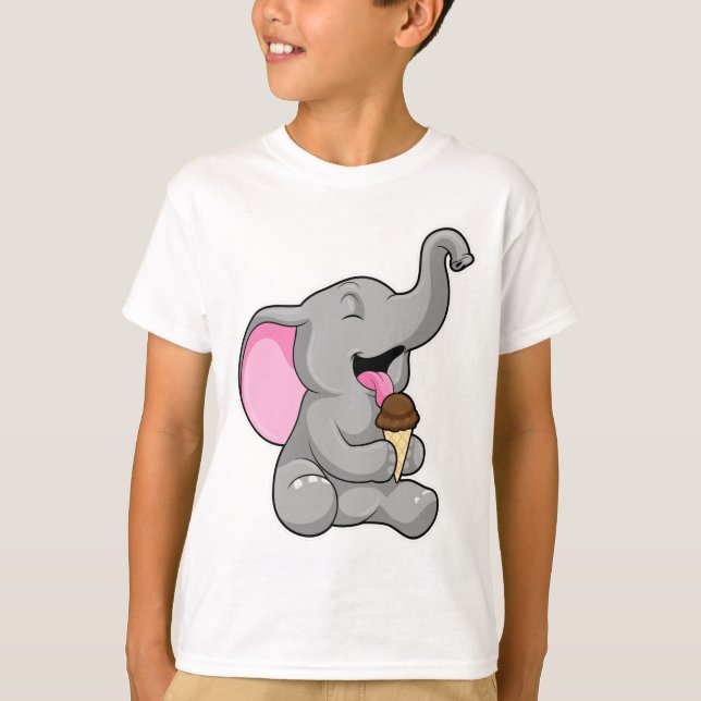 Camiseta Elefante com sorvete de Waffle Chocolate (Frente)