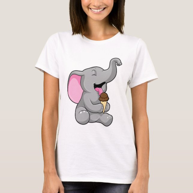 Camiseta Elefante com sorvete de Waffle Chocolate (Frente)