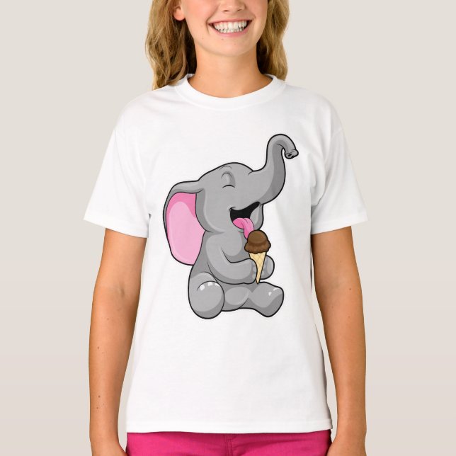 Camiseta Elefante com sorvete de Waffle Chocolate (Frente)