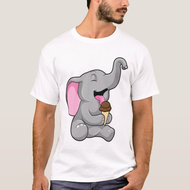 Camiseta Elefante com sorvete de Waffle Chocolate (Frente)