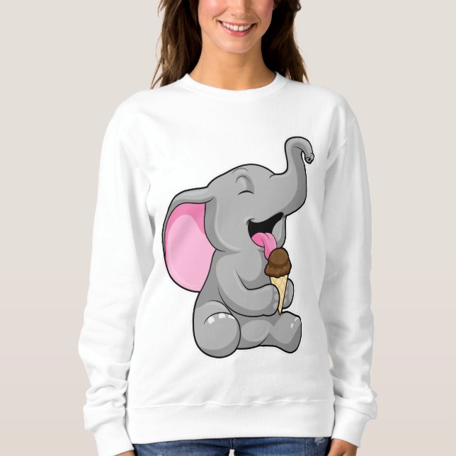 Camiseta Elefante com sorvete de Waffle Chocolate (Frente)