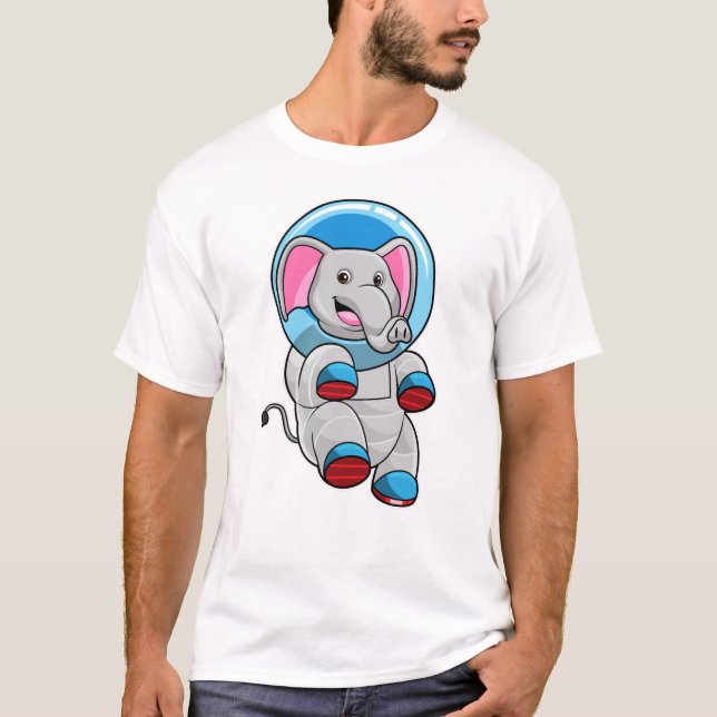 Camiseta Elefante como astronauta na esfera de vidro (Frente)
