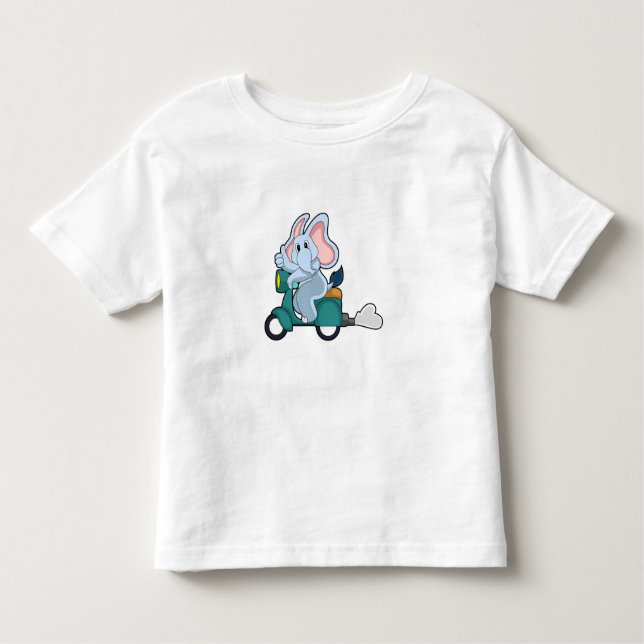 Camiseta Elefante como Biker com Patinete (Frente)