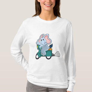 Camiseta Elefante como Biker com Patinete