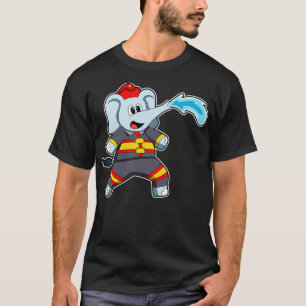 Camiseta Elefante como Bombeiro com mangueira 3
