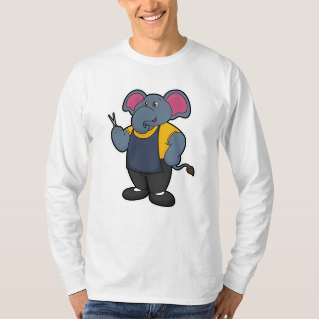 Camiseta Elefante como cabeceira com tesoura (Frente)