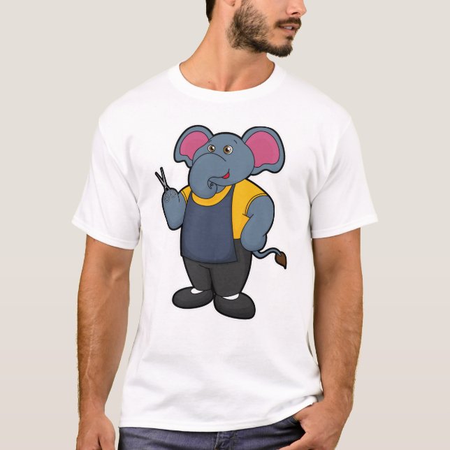 Camiseta Elefante como cabeceira com tesoura (Frente)