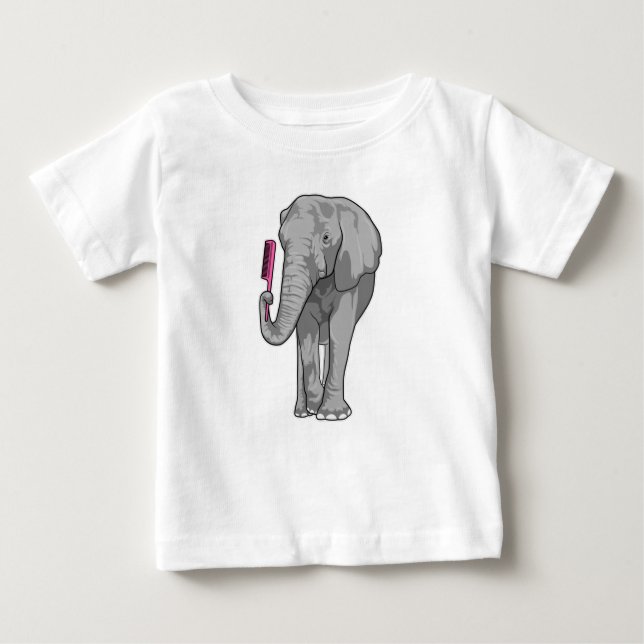Camiseta Elefante como cabeleireiro com Comb (Frente)