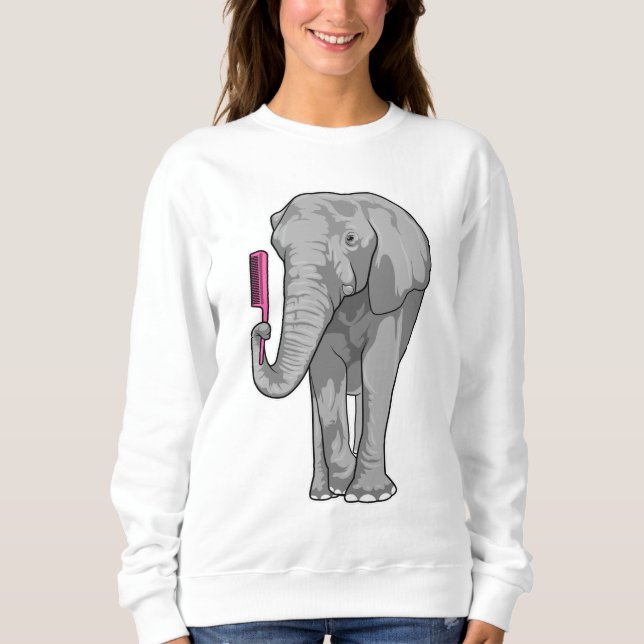 Camiseta Elefante como cabeleireiro com Comb (Frente)