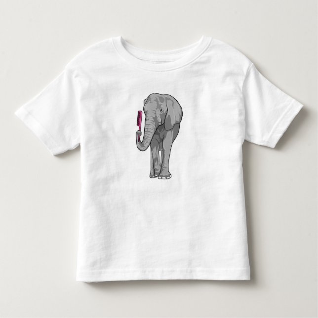 Camiseta Elefante como cabeleireiro com Comb (Frente)