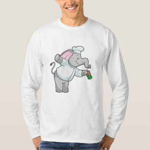 Camiseta Elefante como cozinheiro com agitador de sal