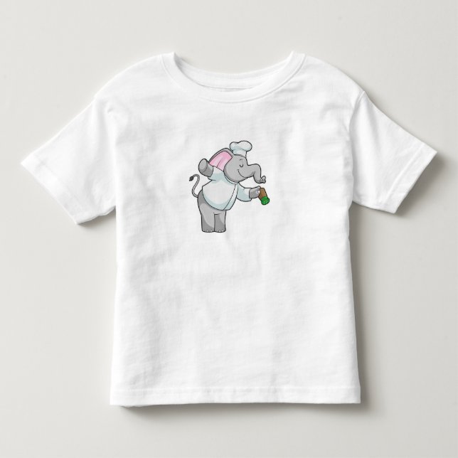 Camiseta Elefante como cozinheiro com agitador de sal (Frente)