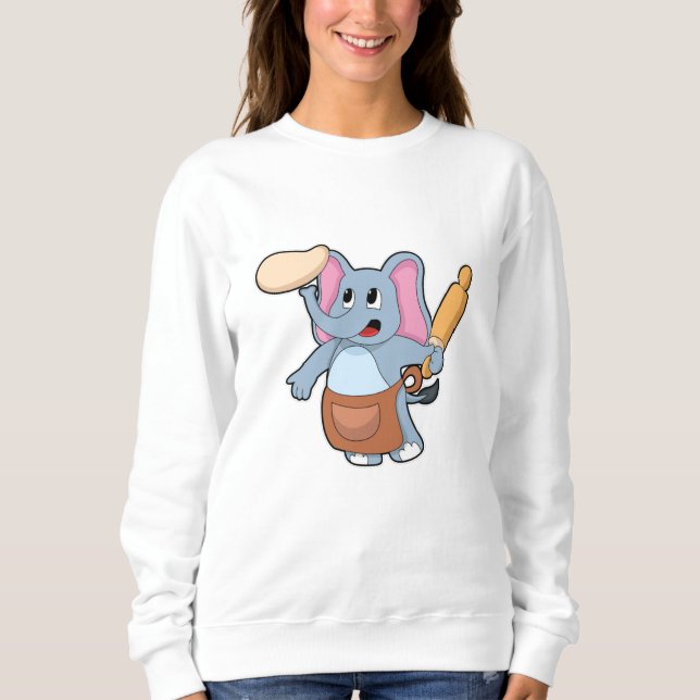 Camiseta Elefante como cozinheiro com Rolling pin & Dough (Frente)