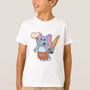 Camiseta Elefante como cozinheiro com Rolling pin & Dough