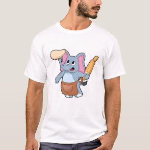 Camiseta Elefante como cozinheiro com Rolling pin & Dough