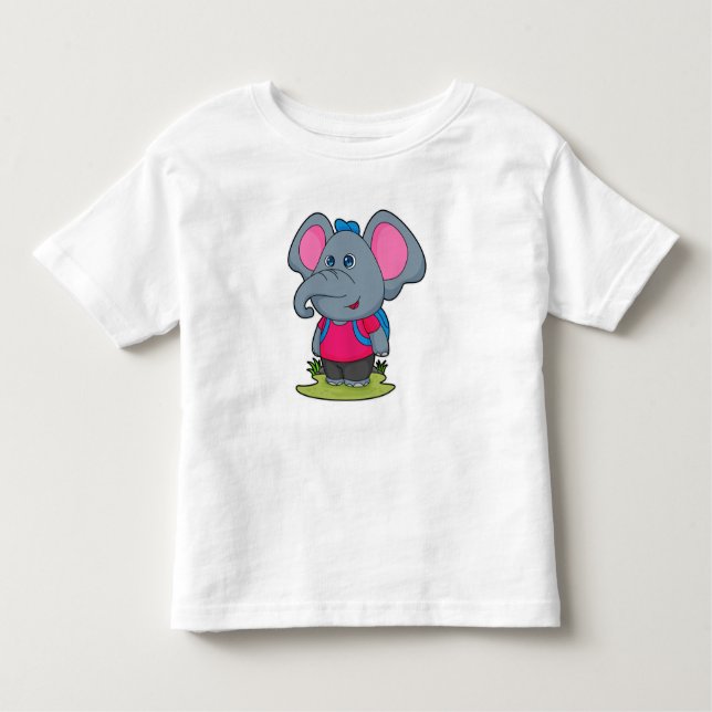 Camiseta Elefante como Hiker com mochila (Frente)