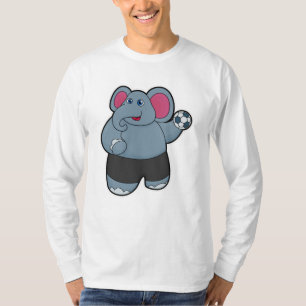Camiseta Elefante como jogador de handebol com handebol