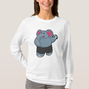 Camiseta Elefante como jogador de handebol com handebol