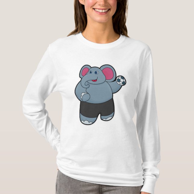 Camiseta Elefante como jogador de handebol com handebol (Frente)