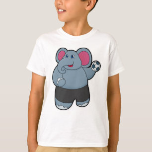 Camiseta Elefante como jogador de handebol com handebol