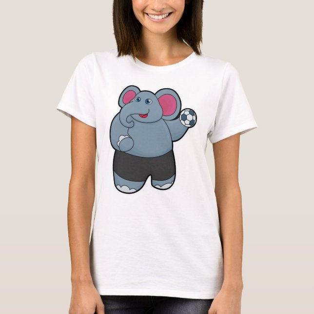 Camiseta Elefante como jogador de handebol com handebol (Frente)
