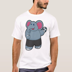 Camiseta Elefante como jogador de handebol com handebol