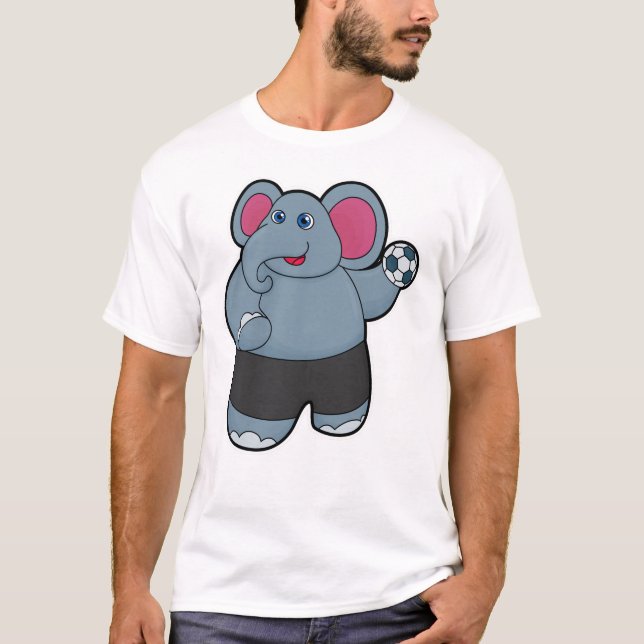 Camiseta Elefante como jogador de handebol com handebol (Frente)