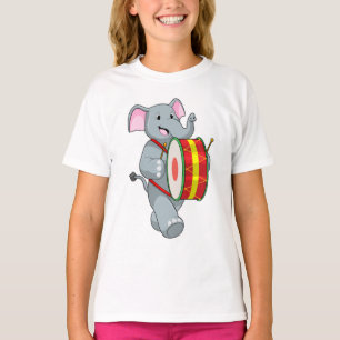 Camiseta Elefante como músico com tambor