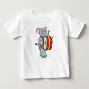 Camiseta Elefante como músico com tambor