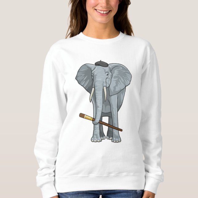 Camiseta Elefante como Pintor com Pintor (Frente)