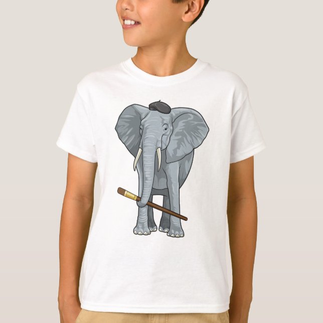 Camiseta Elefante como Pintor com Pintor (Frente)