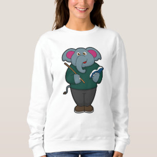 Camiseta Elefante como professor com livro e ponteiro
