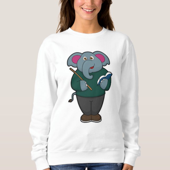 Camiseta Elefante como professor com livro e ponteiro (Frente)
