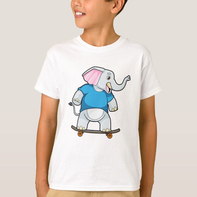 Camiseta Elefante como skater com skate (Frente)