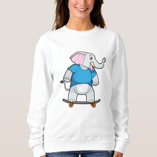 Camiseta Elefante como skater com skate (Frente)