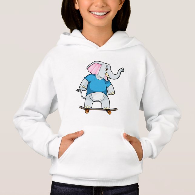 Camiseta Elefante como skater com skate (Frente)
