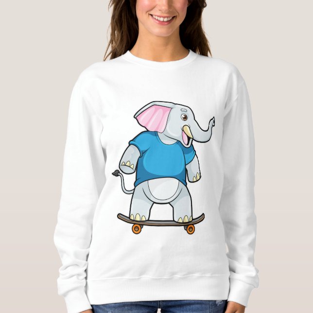 Camiseta Elefante como skater com skate (Frente)
