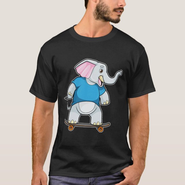 Camiseta Elefante como skater com skate (Frente)