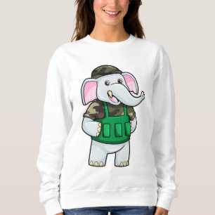 Camiseta Elefante como Soldado com Uniforme e Capacete
