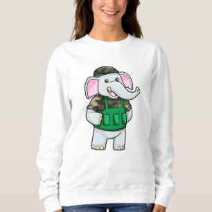 Camiseta Elefante como Soldado com Uniforme e Capacete