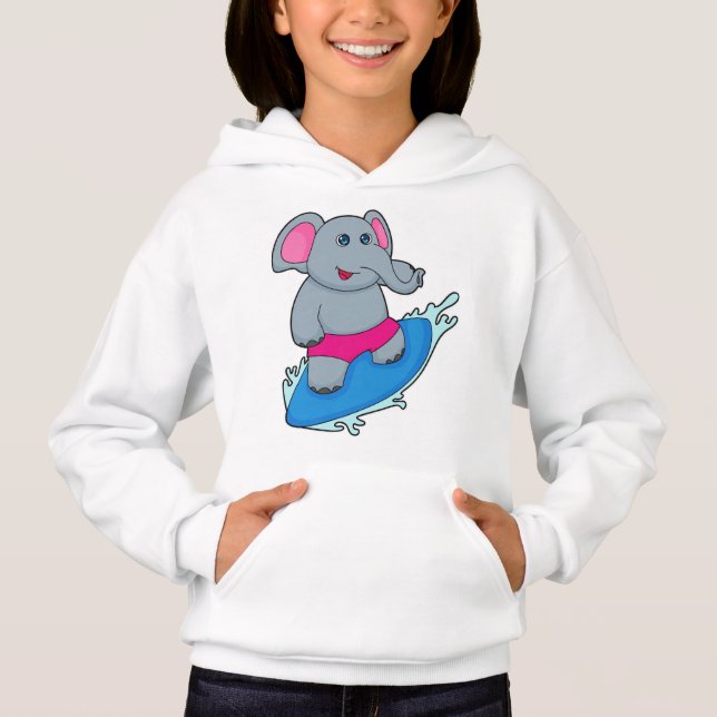Camiseta Elefante como surfista com surfboard (Frente)