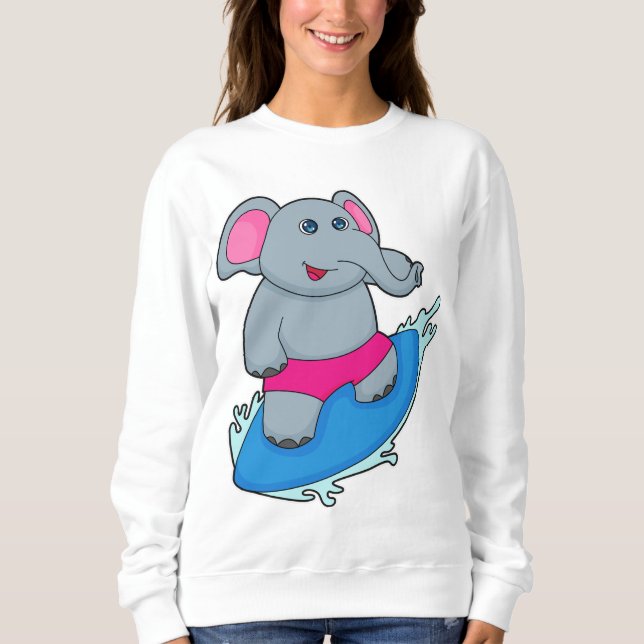 Camiseta Elefante como surfista com surfboard (Frente)