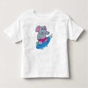 Camiseta Elefante como surfista com surfboard