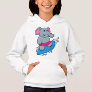 Camiseta Elefante como surfista com surfboard