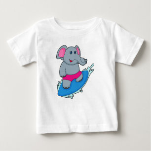 Camiseta Elefante como surfista com surfboard