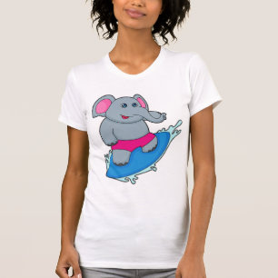 Camiseta Elefante como surfista com surfboard