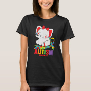 Camiseta Elefante Consciente Mãe Usando Brincos Autismo Cor