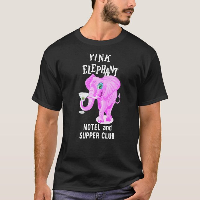 Camiseta Elefante Cor-De-Rosa Com Vidro Martini (Frente)