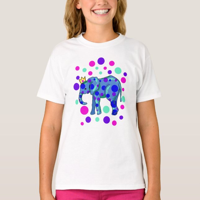Camiseta Elefante Coroado com Camisa-T da Bolinhas (Frente)