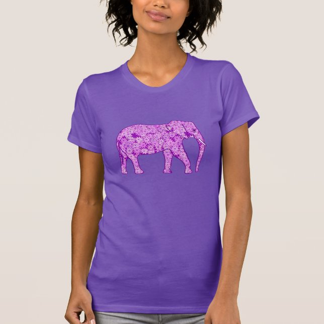 Camiseta Elefante da flor - roxo amethyst (Frente)